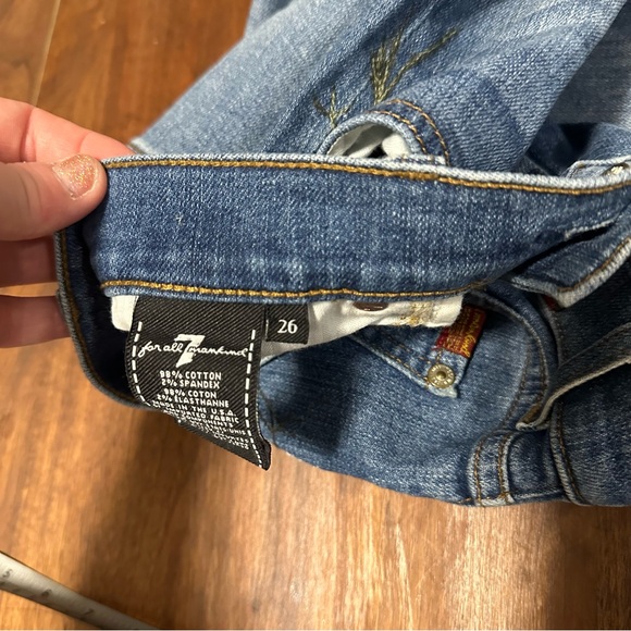 7 for all mankind floral embroidered skinny jeans size 26 - Picture 14 of 16
